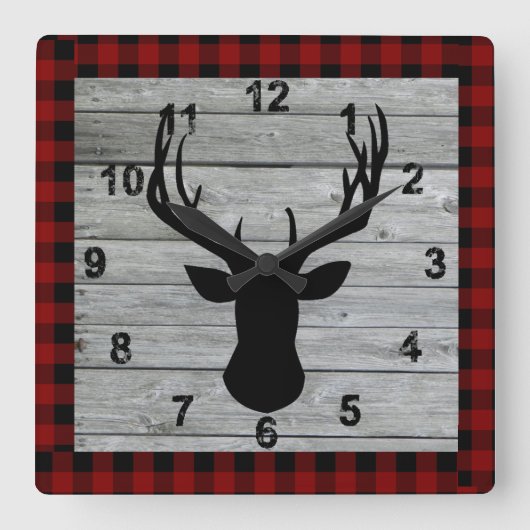 ウッドオールド素朴ファッションクリスマスヴィンテージ国 スクエア壁時計 (正面)
