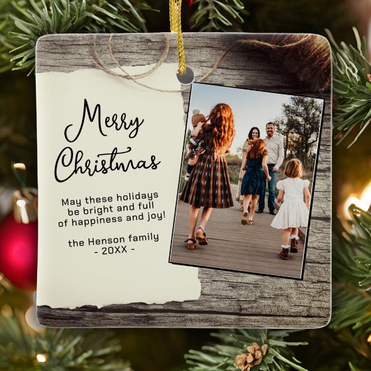 ウッドオールド素朴紙メリークリスマスファミリーズ セラミックオーナメント