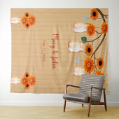 ウッドオ素朴レンジフローラメイスンジャーの写真の背景 タペストリー (インサイチュ(横))