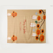 ウッドオ素朴レンジフローラメイスンジャーの写真の背景 タペストリー (正面(横))