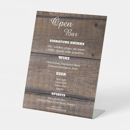 ウッドオ素朴ープンバーサインビジ結婚ネス 台座サイン (正面)