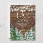 ウッドオ素朴ー何おもしろいパインツリーズホリデーパーティー 招待状 (正面)