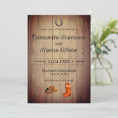 ウッドカウボーイブーツ素朴、結婚式 招待状 (スタンド正面)