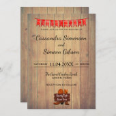 ウッドカウボーイブーツ、ダンス素朴ウェディングデー 招待状 (正面/裏面)