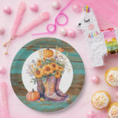 ウッドカウボーイ素朴ブーツパンプキンス秋 ペーパープレート (パーティー)