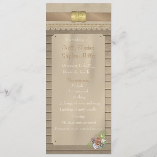 ウッドカウボーイ素朴ベルト結婚式プログラム プログラム (正面)