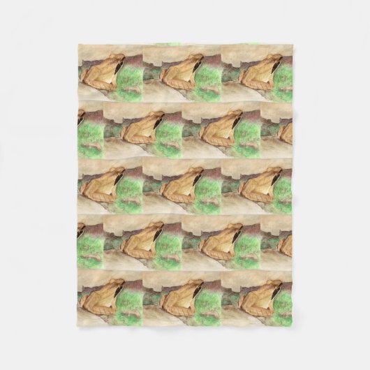 ウッドカエルの水色 フリースブランケット (正面)