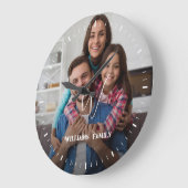 ウッドカスタムファミリーネームファームハウスラージクロック ラージ壁時計 (傾斜)