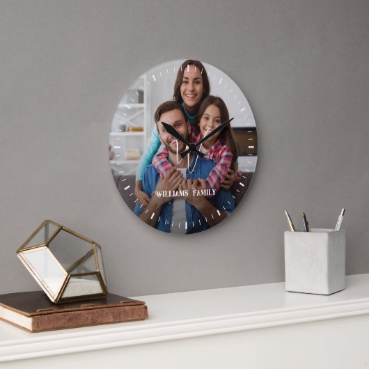 ウッドカスタムファミリーネームファームハウスラージクロック ラージ壁時計 (オフィス)