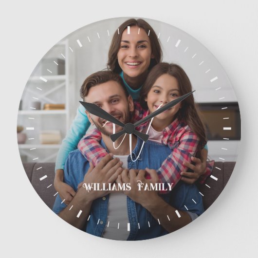 ウッドカスタムファミリーネームファームハウスラージクロック ラージ壁時計 (正面)