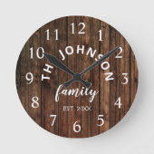 ウッドカスタムファミリーネーム素朴ファームハウス ラウンド壁時計 (正面)