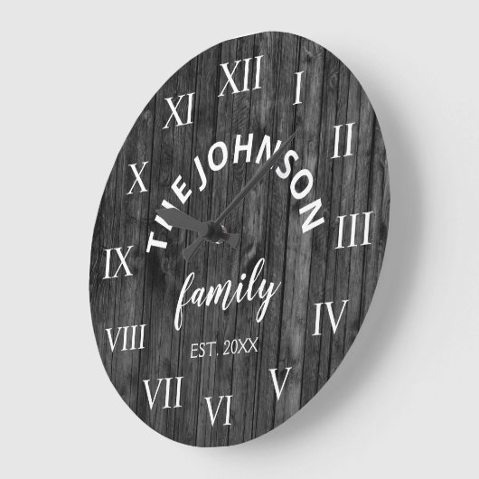 ウッドカスタムファミリーネーム素朴ファームハウス ラージ壁時計 (傾斜)