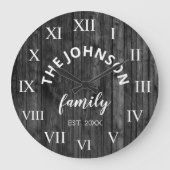 ウッドカスタムファミリーネーム素朴ファームハウス ラージ壁時計 (正面)