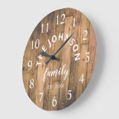 ウッドカスタムファミリーネーム素朴ファームハウス ラージ壁時計 (傾斜)