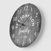 ウッドカスタムファミリーネーム素朴ファームハウス ラージ壁時計 (傾斜)