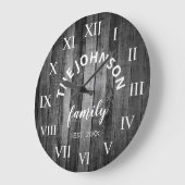 ウッドカスタムファミリー名ファ素朴ームハウス ラージ壁時計 (傾斜)