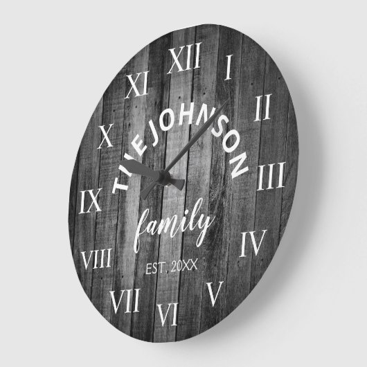 ウッドカスタムファミリー名ファ素朴ームハウス ラージ壁時計 (傾斜)