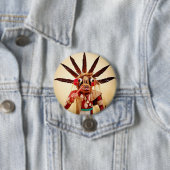 ウッドカチーナ人形の写真かわいい間抜けおもしろい顔 缶バッジ (インサイチュ)