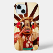 ウッドカチーナ人形の写真かわいい間抜けおもしろい顔 Case-Mate iPhoneケース (裏面)