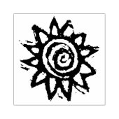 ウッドカットの太陽またはヒマワリのラバーアートスタンプ ラバースタンプ (インプリント)