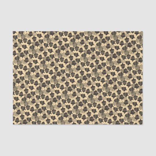 ウッドカットの黒いどんぐりをクリームに 薄葉紙 (正面)