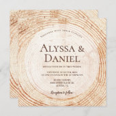 ウッドカットカスタムグレイン素朴結婚ズ 招待状 (正面/裏面)