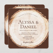 ウッドカットカスタムグレイン素朴結婚ズ 招待状 (正面/裏面)