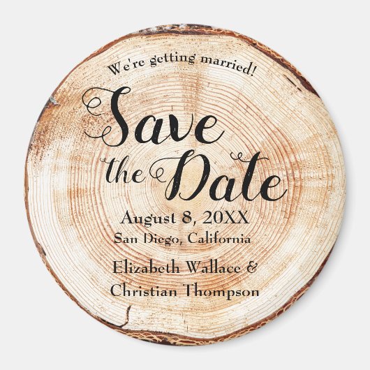 ウッドカットネームカントリーウェディングユニークカスタム マグネット (正面)