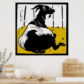 ウッドカットビクトリアンの飼育動物ヤギ ポスター (キッチン)