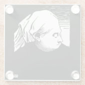 ウッドカットポートレートオブクイーンビクトリア ガラスコースター (裏面)