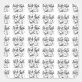 ウッドカット丸薬ボトルパターンステッカー スクエアシール