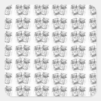 ウッドカット丸薬ボトルパターンステッカー スクエアシール