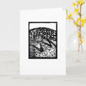 ウッドカット空白のアート挨拶 カード (黄色い花)