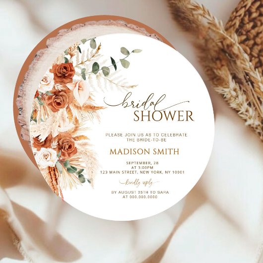 ウッドカット素朴グレインブライダルシャワー 招待状