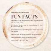 ウッドカット素朴スライスおもしろいファクトリストカスタムウェディング ラウンドペーパーコースター (正面)