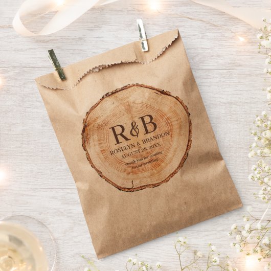 ウッドカット素朴スライスプリントモノグラムありがとう フェイバーバッグ (クリップ留めされた状態)