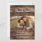 ウッドカップル素朴フォトカントリーサンキューカード サンキューカード (正面)