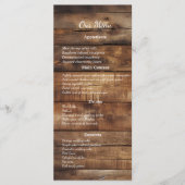 ウッドカップル素朴フォトカントリー結婚式ディナー メニュー (正面)