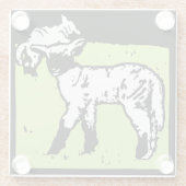 ウッドカビクトリアンット農場動物の子羊 ガラスコースター (裏面)