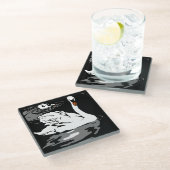 ウッドカビクトリアンット農場動物の白鳥 ガラスコースター (アングル)