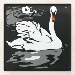 ウッドカビクトリアンット農場動物の白鳥 ガラスコースター