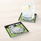 ウッドカビクトリアンット農場動物の羊 ガラスコースター (アングル)