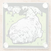 ウッドカビクトリアンット農場動物の羊 ガラスコースター (裏面)