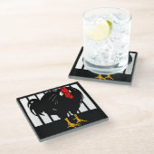 ウッドカビクトリアンット農場動物の雄鶏 ガラスコースター (アングル)