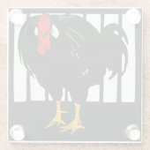 ウッドカビクトリアンット農場動物の雄鶏 ガラスコースター (裏面)