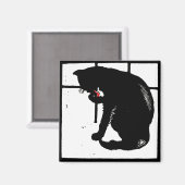 ウッドカビクトリアンット農場動物磁石黒猫 マグネット (正面/裏面)