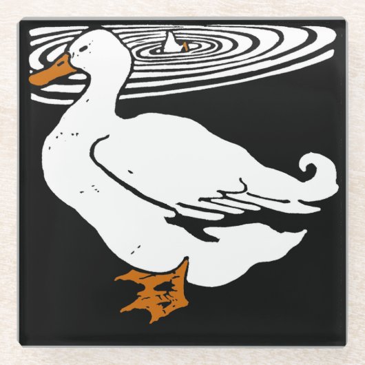 ウッドカビクトリアンット農産動物のアヒル ガラスコースター (正面)