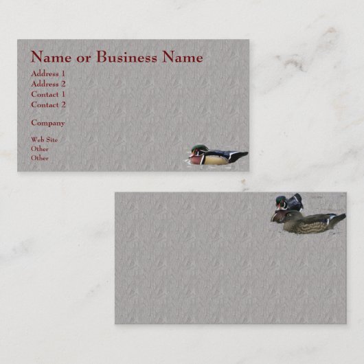 ウッドカラフルダックのビジネスまたはプロファイルカード 名刺 (正面/裏面)