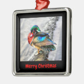 ウッドカラフルダックメリークリスマスフレーム メタルオーナメント (左)
