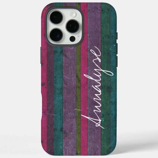 ウッドカラフルルックピンクティール（緑がかった色）パープルトレンディー Case-Mate iPhoneケース (裏面)